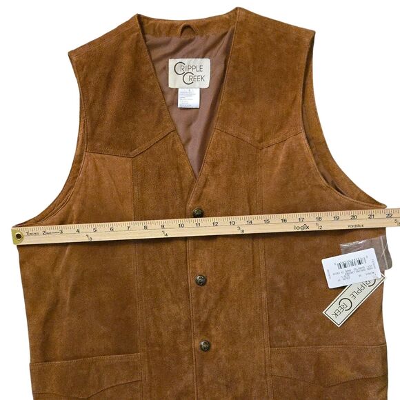 NWT Cripple Creek Leather Vest Mens L Brown Western Cowboy Suede Snap Buttons - Picture 7 of 9